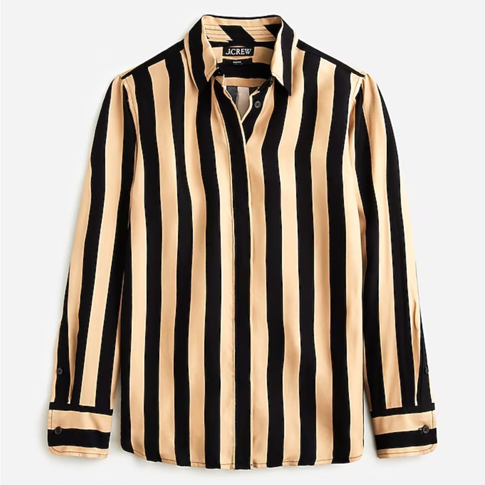 J Crew Classic-fit cup to-blend shirt in stripe - Size 10